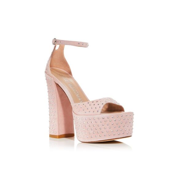 STUART WEITZMAN Shoes - STUART WEITZMAN Womens Pink 2' Platform Sky High Open Leather Heeled Sandal 8 B